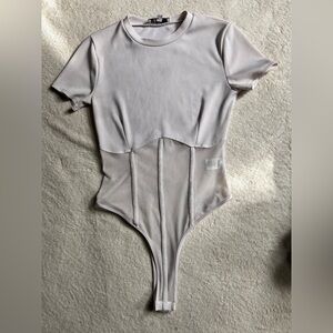 Love J Beige Short Sleeve Bodysuit